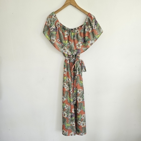 Lulu's "Raquell" Off Shoulder Tropical Jumpsuit - Picture 2 of 7